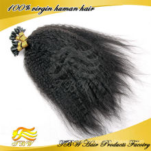 Indian Kinky straight u tip hair extensions wholesale, nail tip hair extension